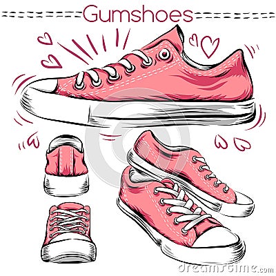 Sneakers. Set from different angles. Vector Illustration