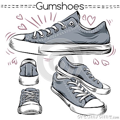 Sneakers. Blue and cool. Vector Illustration