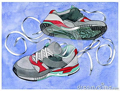 Sneakers with shoelaces Stock Photo