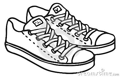 Sneakers sketch. Sport shoes. Footwear doodle icon Vector Illustration