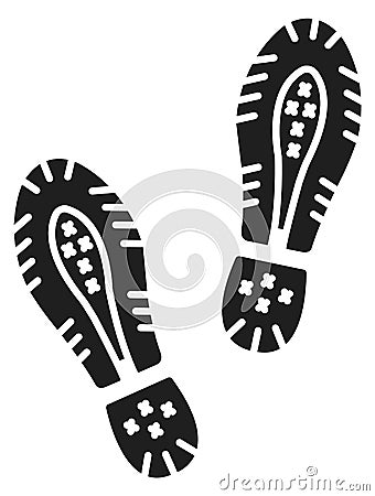 Sneakers step black mark. Pair of human footprints Vector Illustration