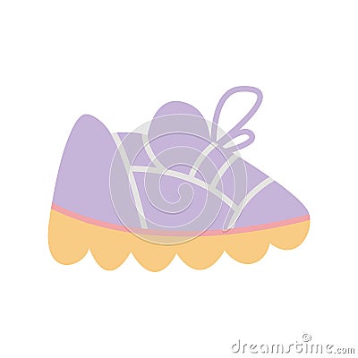 Sneakers with tractor soles, lilac running shoes, cartoon style. Trendy modern vector illustration isolated on white Vector Illustration