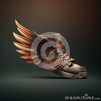 sneakers with wings, unusual design shoes, illustration for advertising banner Cartoon Illustration