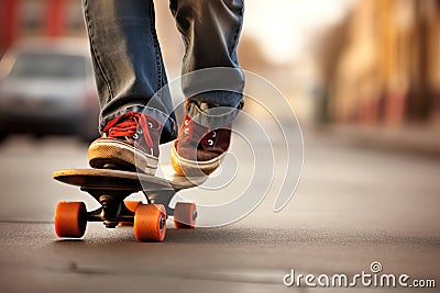 Sneakers woman practice urban legs lifestyle young skateboard skatepark active skater Stock Photo