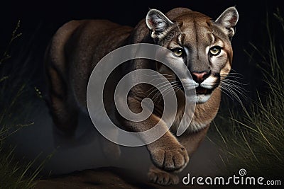 Sneaking Puma Portrait Stock Photo