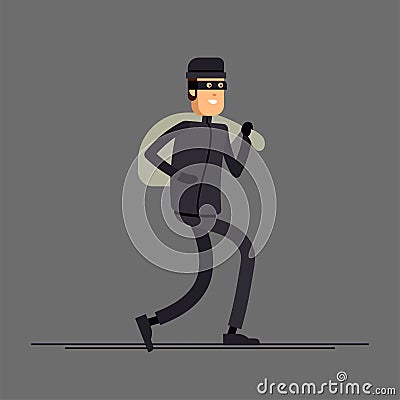 . Sneaking and standing unfriendly outlaw male person Vector Illustration