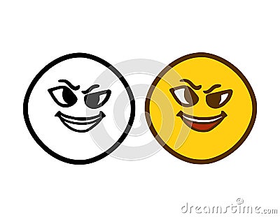 Sneaky emoticon in doodle style Stock Photo