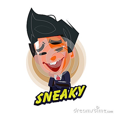 Sneaky people. sneaky businessman character design with typographic - illustration Stock Photo