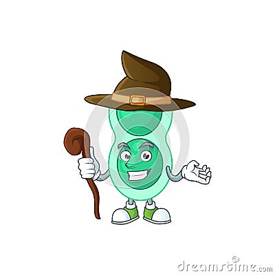 Sneaky and tricky Witch green streptococcus pneumoniae cartoon drawing concept Vector Illustration