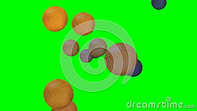 Snel vliegende kleine gouden en metaalballen met gebarsten oppervlakte op het groene scherm, videoachtergrond voor vermaak stock illustratie Snel vliegende kleine gouden en metaalballen met gebarsten oppervlakte op het groene scherm, videoachtergrond voor vermaak stock illustratie