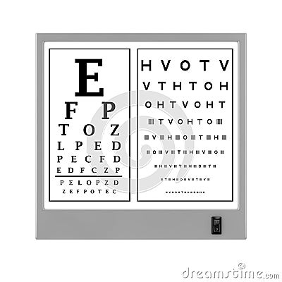 Snellen Eye Chart Test Light Box . 3d Rendering Stock Photo