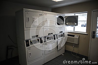 View of a stack of clothes dryers Editorial Stock Photo