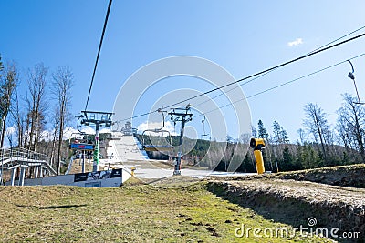 Snieznik chairlift on a beautiful sunny day Editorial Stock Photo