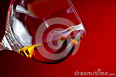 Snifter of brandy in elegant glass with space for text Stock Photo