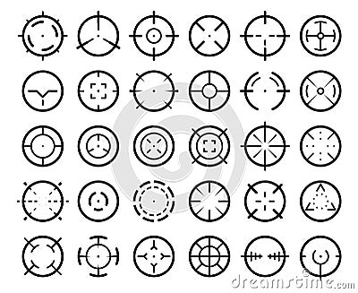 Sniper aim pointer. Weapon targeting pointers, aiming mark and aims target sight vector symbols set Stock Photo