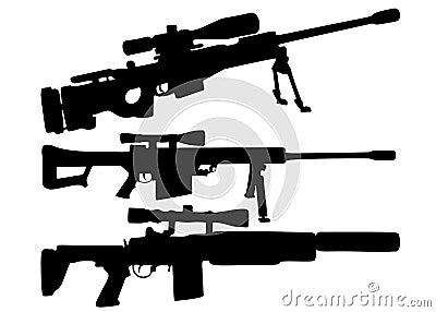 Sniper firearms included. Vector Illustration