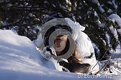 Sniper girl Stock Photo