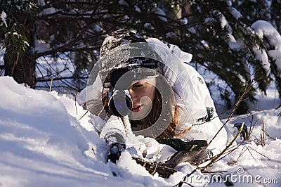 Sniper girl Stock Photo