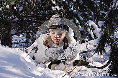 Sniper girl Stock Photo