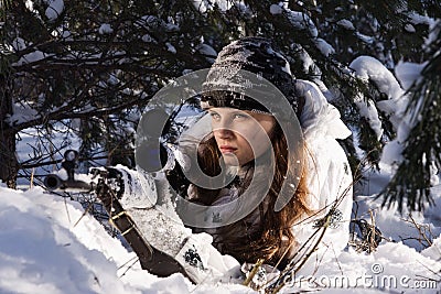 Sniper girl Stock Photo