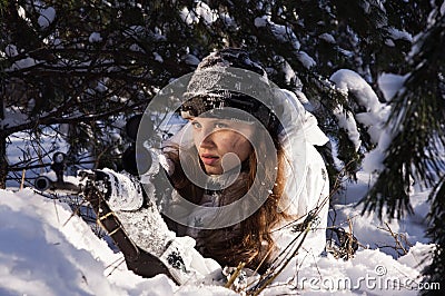 Sniper girl Stock Photo