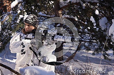 Sniper girl Stock Photo