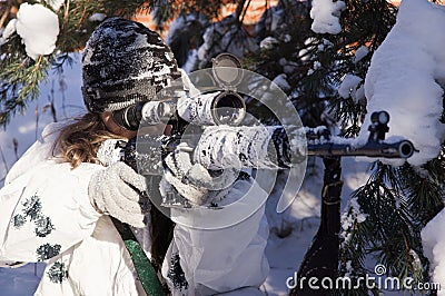 Sniper girl Stock Photo