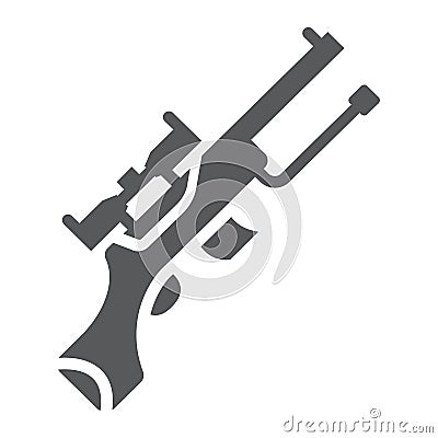 Sniper gun glyph icon, weapon and military, automatic machine sign, vector graphics, a solid pattern on a white Vector Illustration