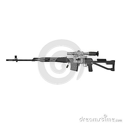 Sniper rifle isolated on white. 3D illustration Cartoon Illustration