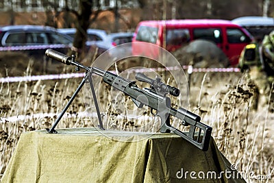 Sniper rifle on the military-Patriotic festival Editorial Stock Photo