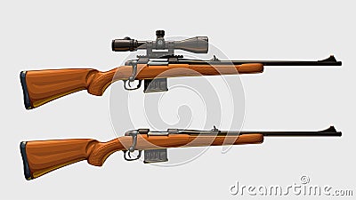 Sniper rifles set side view Vector Illustration