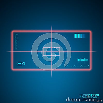 Sniper scope . Neon target concept. Game Interface Element. Vector Vector Illustration