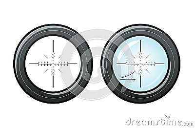 Sniper scope, optical sight symbol. Vector cross hair, target isolated on white background Vector Illustration