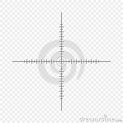 Sniper scope, scale. Crosshairs with tick marks. Icon. Vector concept of target search. Element isolated on light background. Vector Illustration