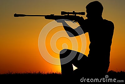 The sniper for a sunset. Stock Photo