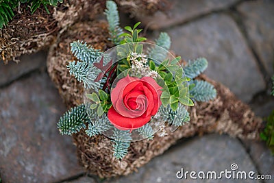 Snitch and wreaths from flowers, All Saints Day concept Stock Photo