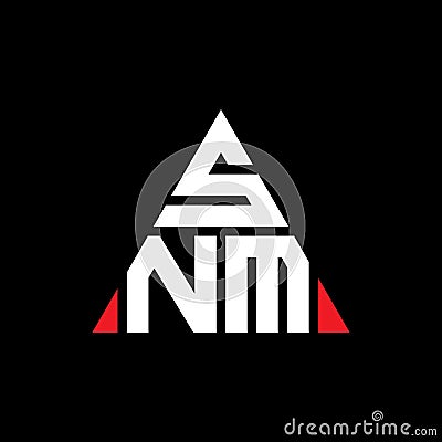 SNM triangle letter logo design with triangle shape. SNM triangle logo design monogram. SNM triangle vector logo template with red Vector Illustration