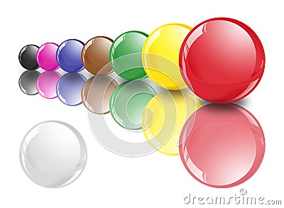 Snooker Balls in Row 1 With White Stock Photo