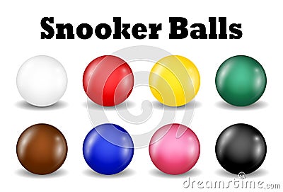 Snooker balls set on a white background Vector Illustration