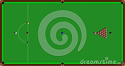 snooker billiards table top view illustration Stock Photo