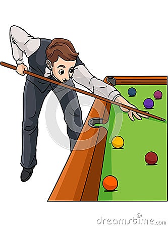 Snooker Cartoon Colored Clipart Illustration Vector Illustration