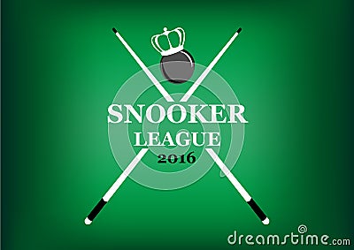 Snooker league emblem on a green background Vector Illustration