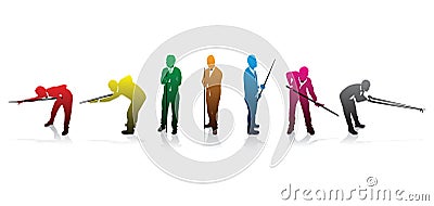 Snooker player silhouettes Vector Illustration