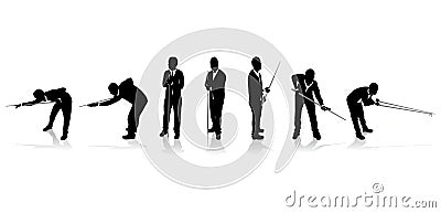 Snooker player silhouettes Vector Illustration