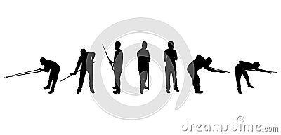 Snooker player silhouettes Vector Illustration