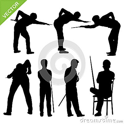 Snooker player silhouettes vector Vector Illustration