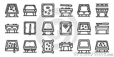 Snooker table icons set. Billiard tables representing different game types and playing perspectives Stock Photo