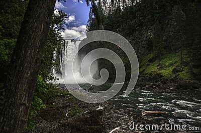 Snoqualmie Falls Dazzles in a Lush Washington Forest Stock Photo