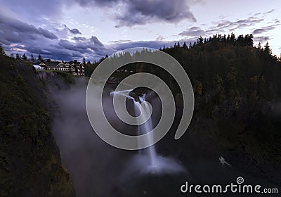 Snoqualmie Falls at Sunset Stock Photo