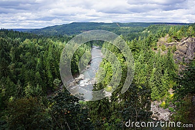 Snoqualmie River Wilderness Aerial View Stock Photo